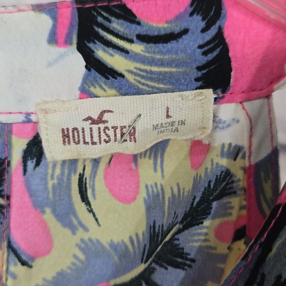 Hollister Skater Dress Pink Floral Sundress Sleeveless Halter Chiffon Fit Flare - Picture 4 of 13